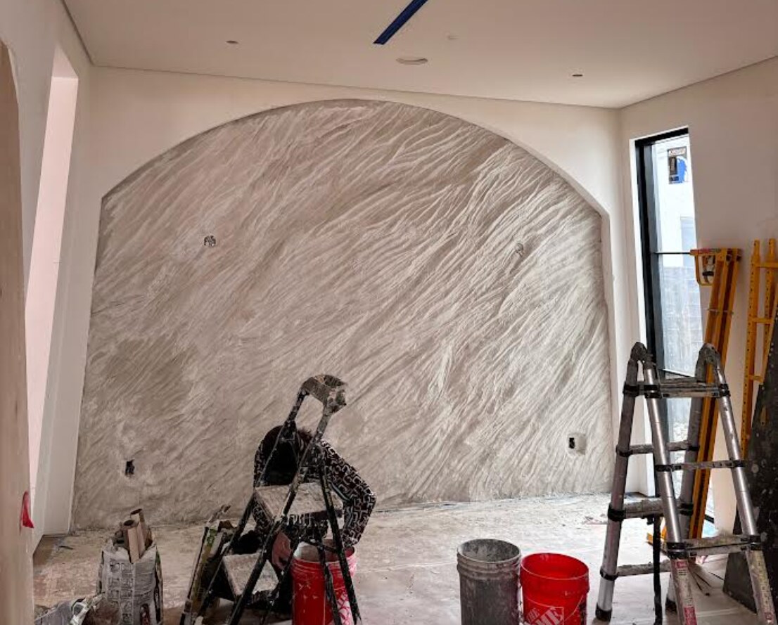 Hand-sculpted stone installation