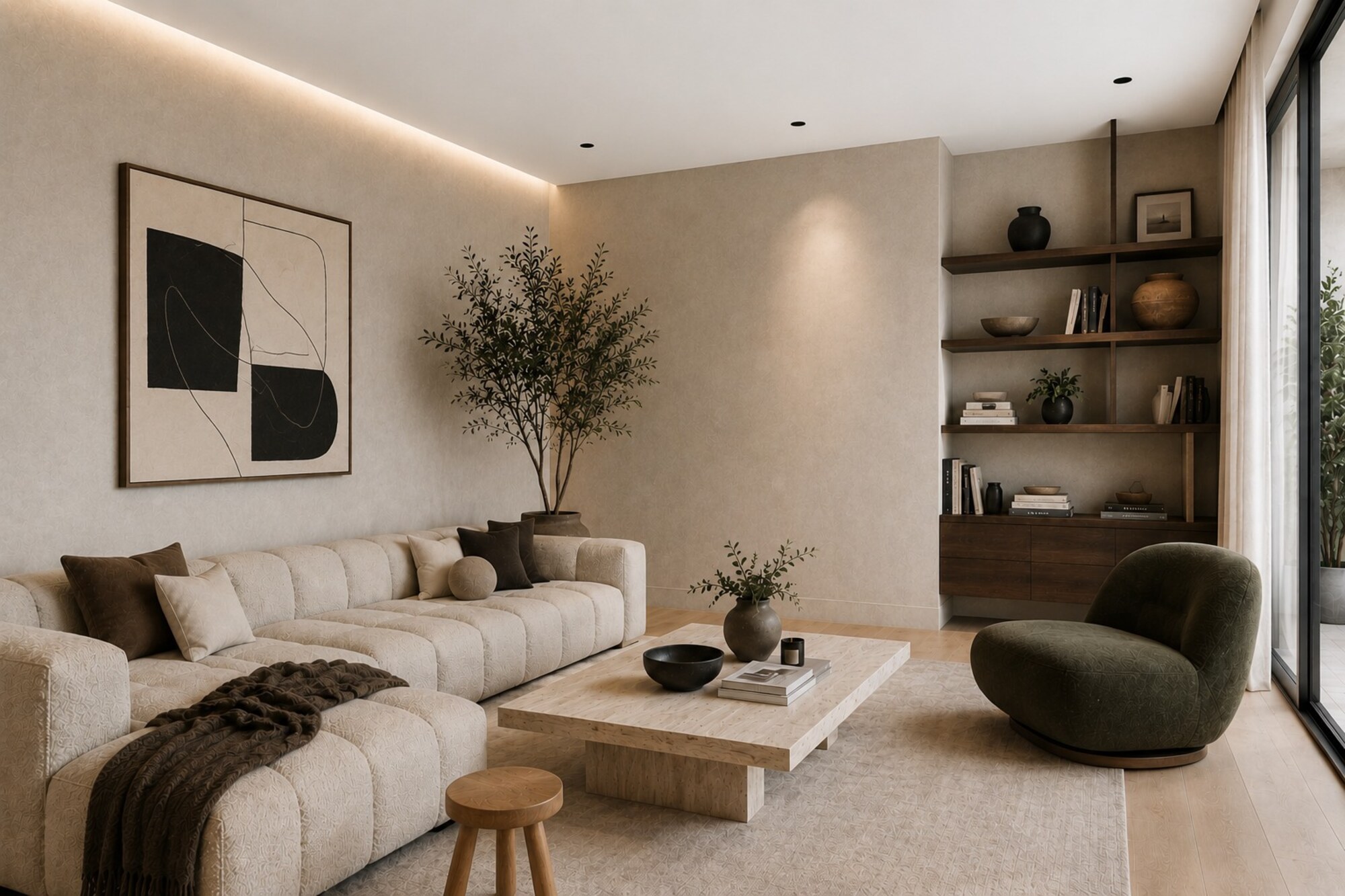 Revitalized living room with hand-finished plaster walls by Facade