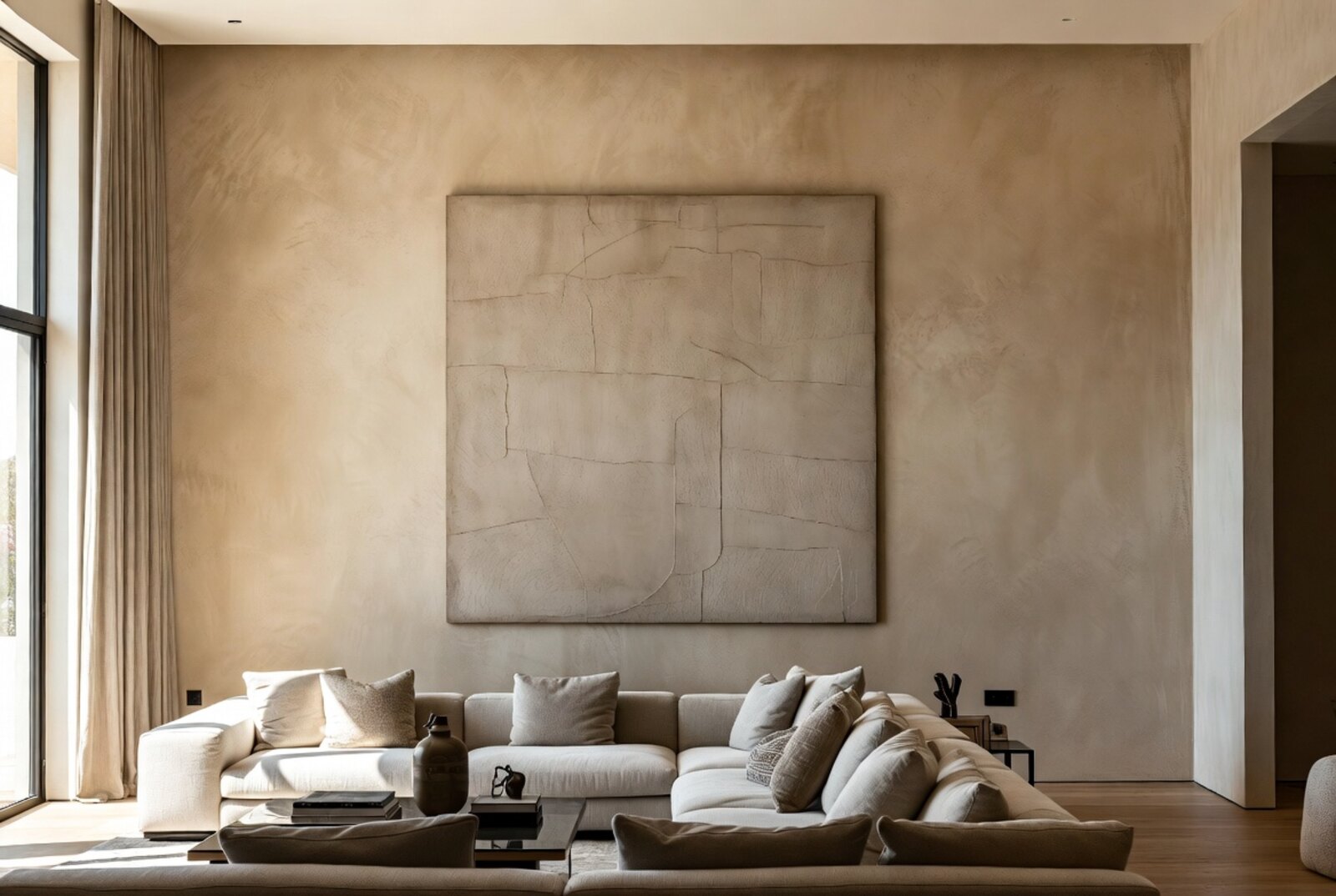 Venetian plaster living room interior